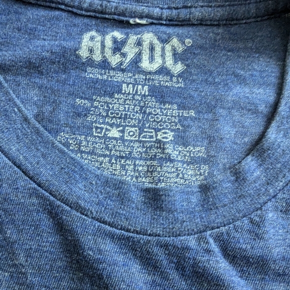 AC DC Fly on the Fly Wall Tour Tee shirt. Navy Blue, Heather pattern,  graphic. - Picture 3 of 5